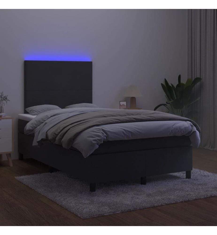 Boxspringbett mit Matratze & LED Schwarz 120x190 cm Samt