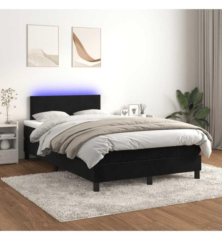 Boxspringbett mit Matratze & LED Schwarz 120x190 cm Samt