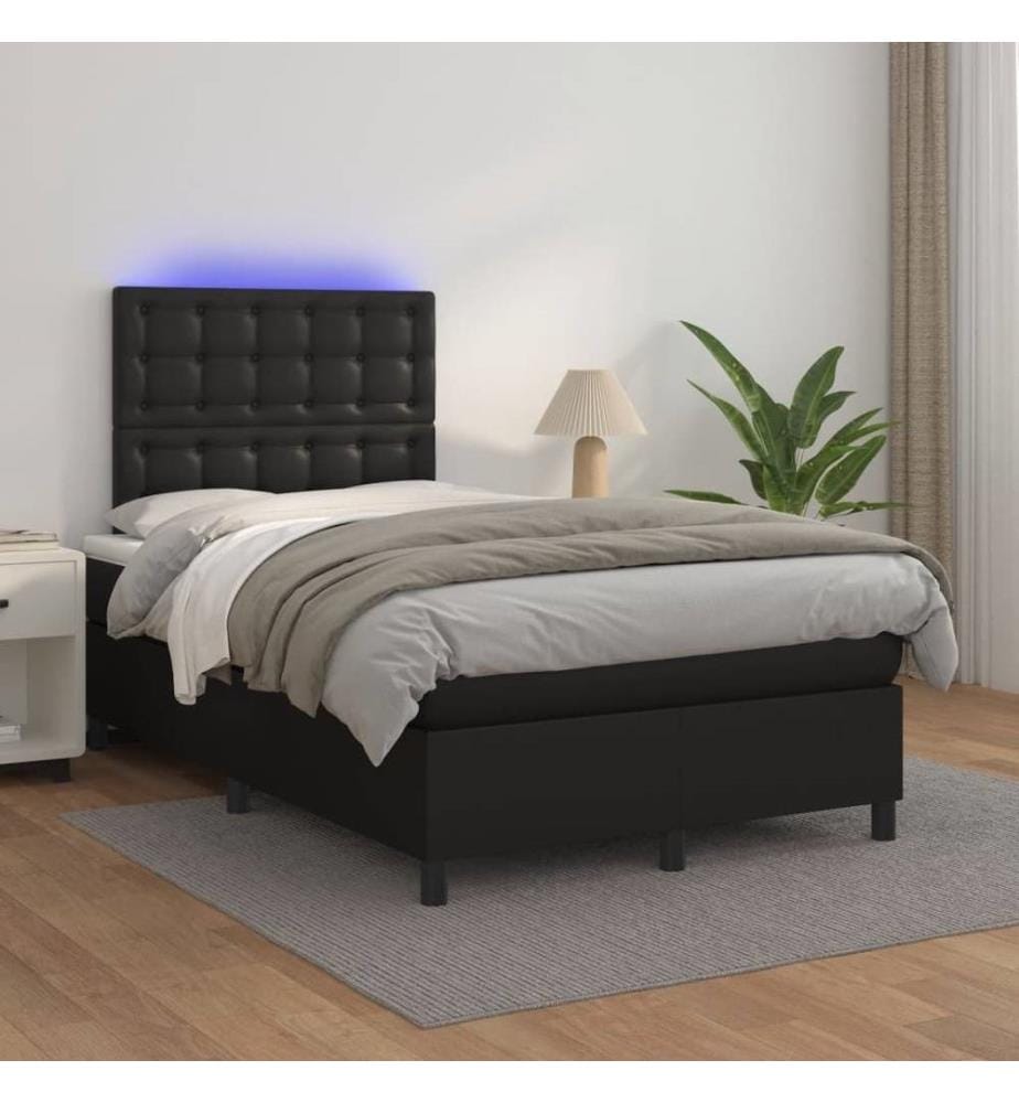 Boxspringbett mit Matratze & LED Schwarz 120x190 cm Kunstleder