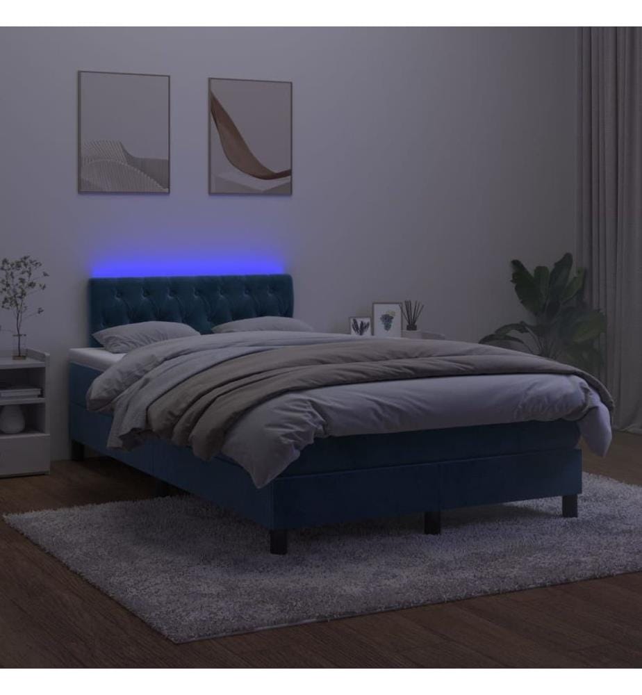 Boxspringbett mit Matratze & LED Dunkelblau 120x190 cm Samt