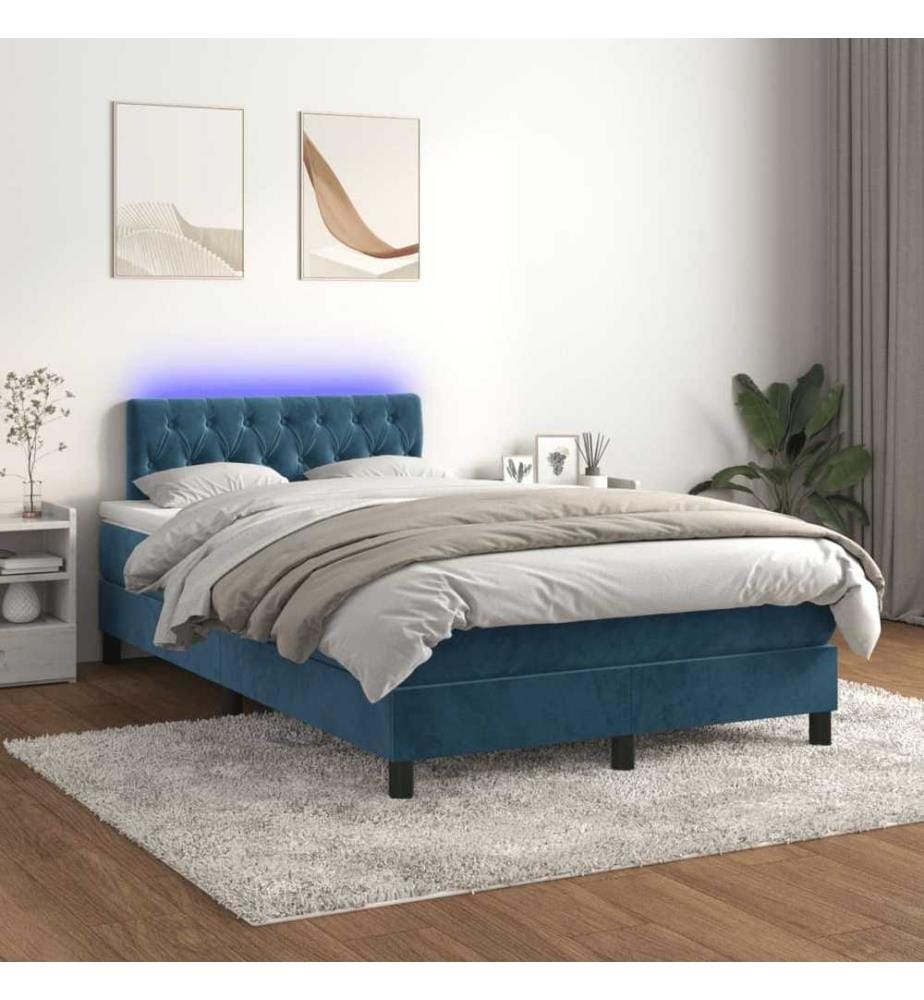 Boxspringbett mit Matratze & LED Dunkelblau 120x190 cm Samt