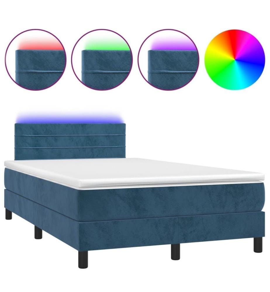Boxspringbett mit Matratze & LED Dunkelblau 120x190 cm Samt