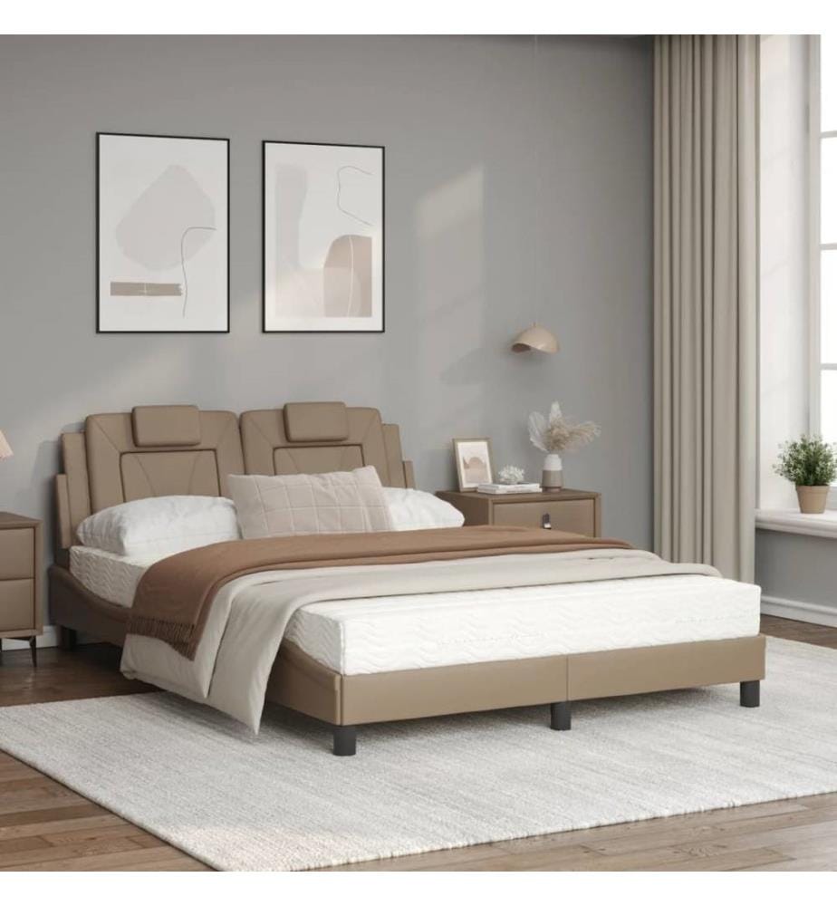 Bett mit Matratze Cappuccino-Braun 120x200 cm Kunstleder