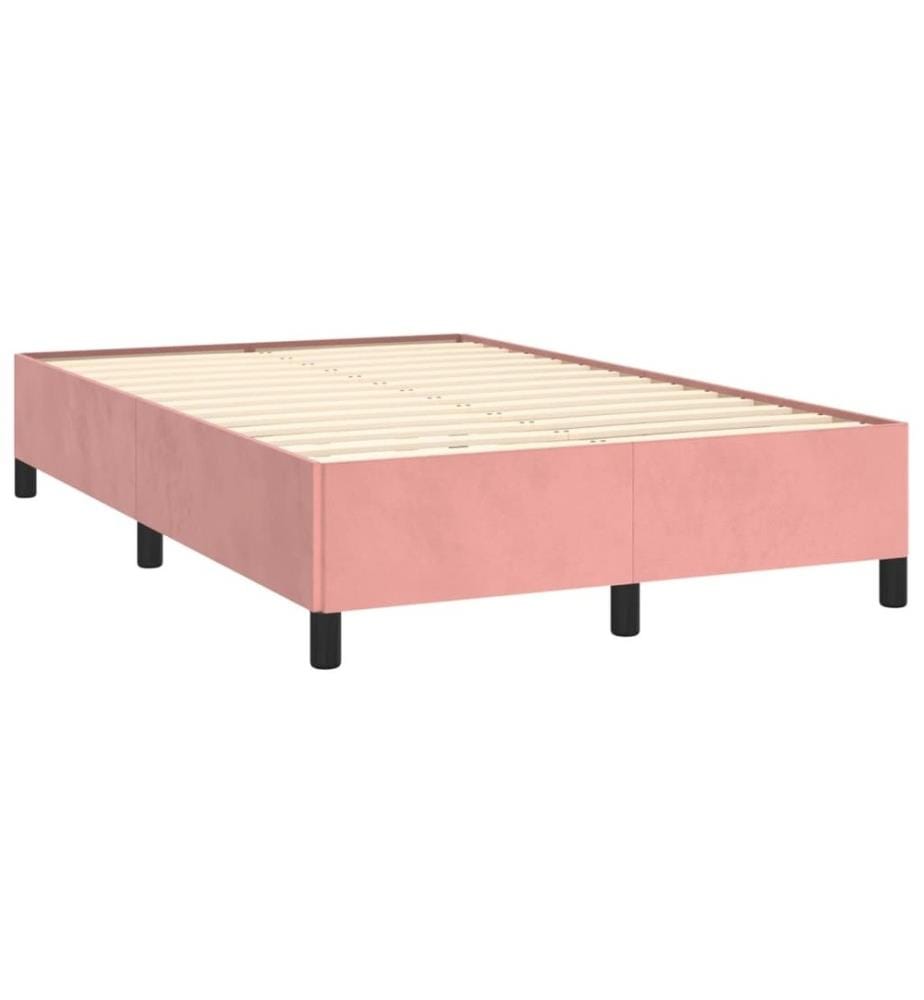 Sommier à lattes de lit avec matelas rose 120x190 cm velours