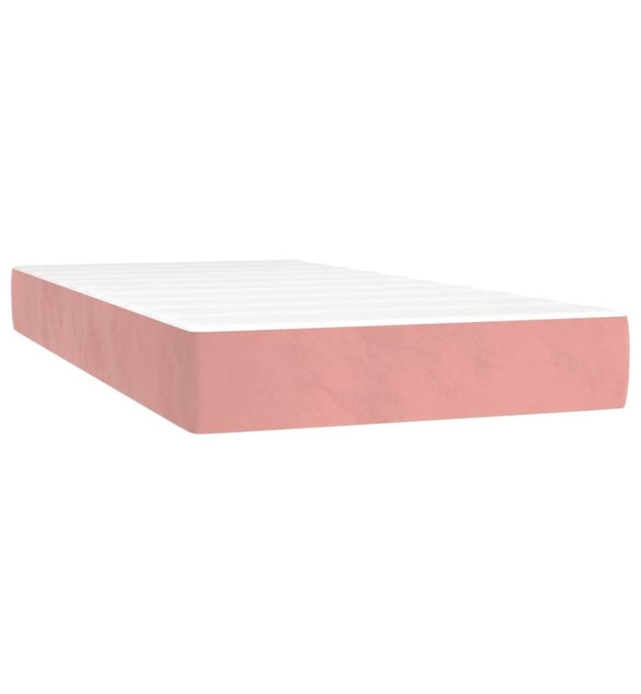 Sommier à lattes de lit avec matelas rose 120x190 cm velours