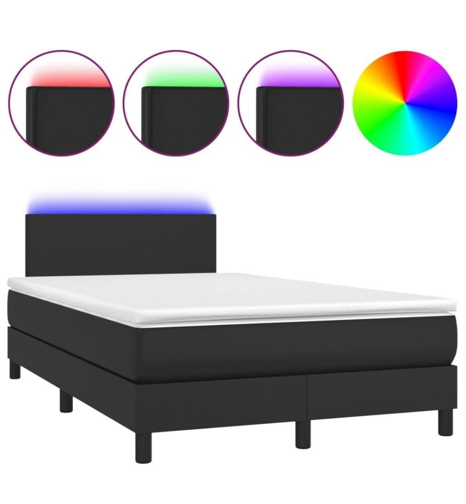 Boxspringbett mit Matratze & LED Schwarz 120x190 cm Kunstleder