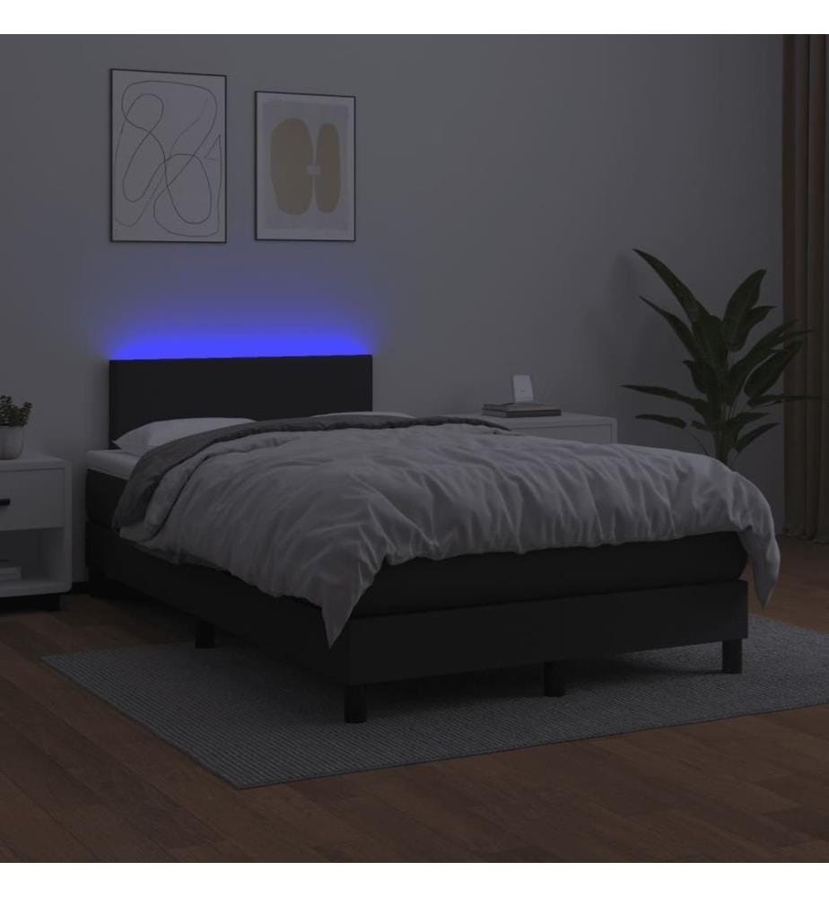 Boxspringbett mit Matratze & LED Schwarz 120x190 cm Kunstleder