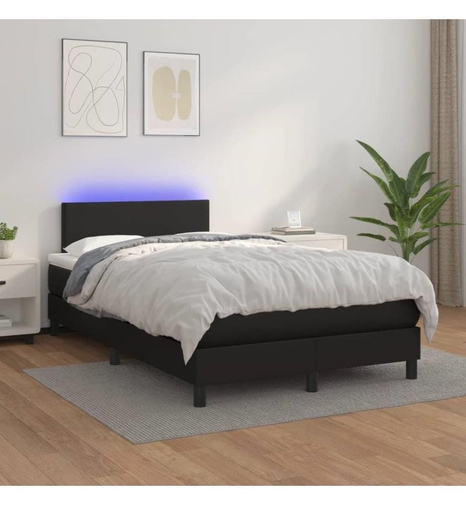 Boxspringbett mit Matratze & LED Schwarz 120x190 cm Kunstleder