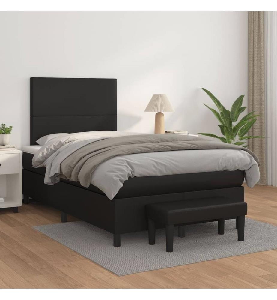 Boxspringbett mit Matratze Schwarz 120x190 cm Kunstleder