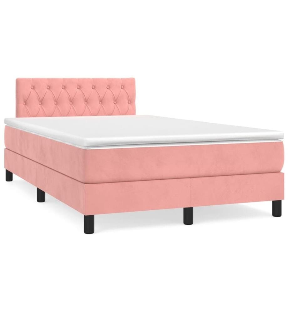 Boxspringbett mit Matratze & LED Rosa 120x190 cm Samt