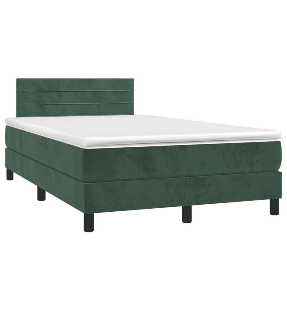 Boxspringbett mit Matratze & LED Dunkelgrün 120x190 cm Samt