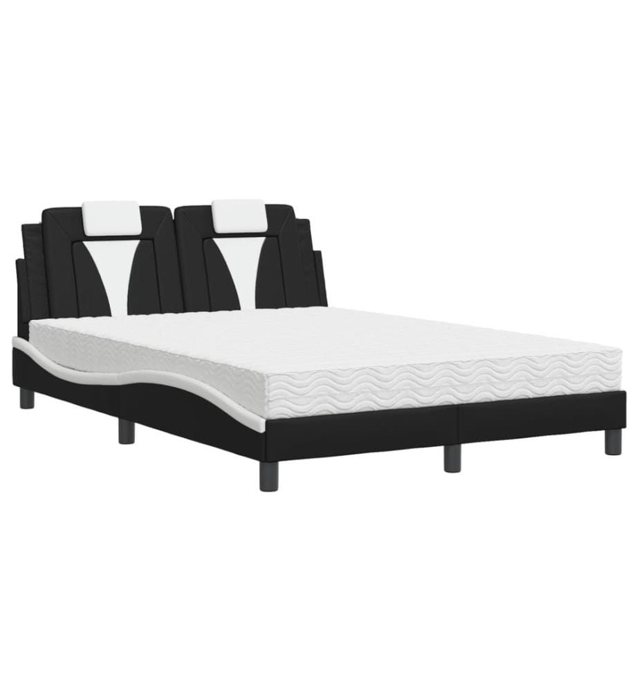 Bett mit Matratze Schwarz und Weiss 120x200 cm Kunstleder