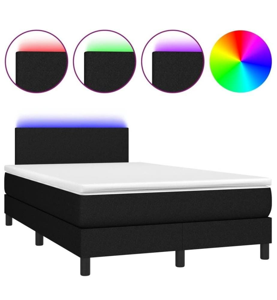 Boxspringbett mit Matratze & LED Schwarz 120x190 cm Stoff