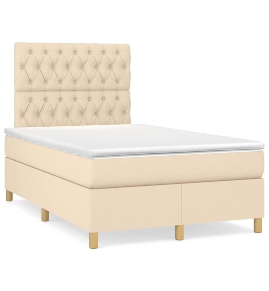 Boxspringbett mit Matratze & LED Creme 120x190 cm Stoff