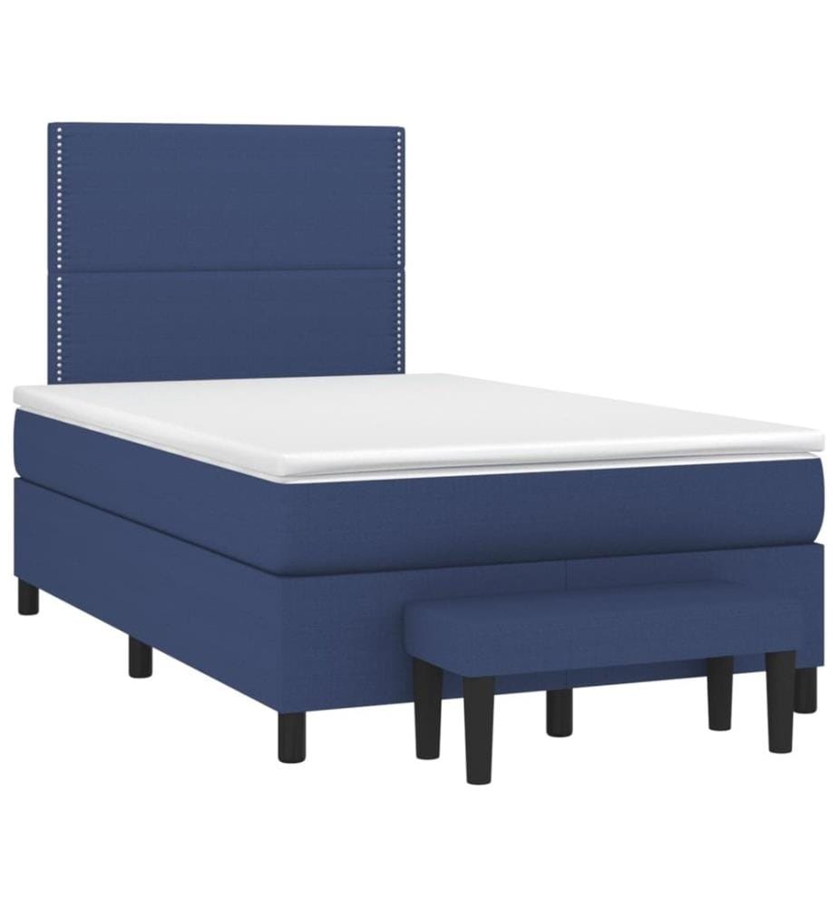 Boxspringbett mit Matratze Blau 120x190 cm Stoff