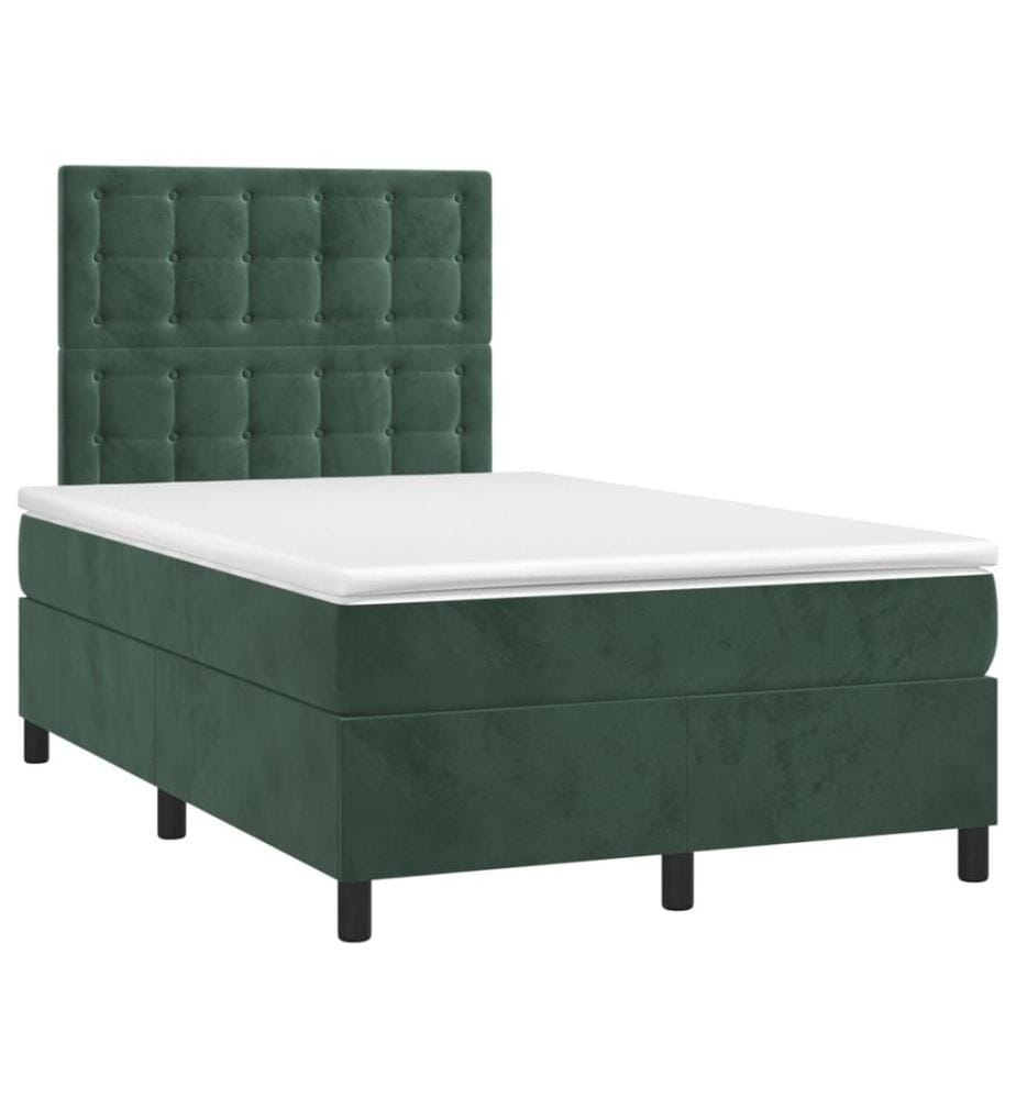 Boxspringbett mit Matratze & LED Dunkelgrün 120x190 cm Samt