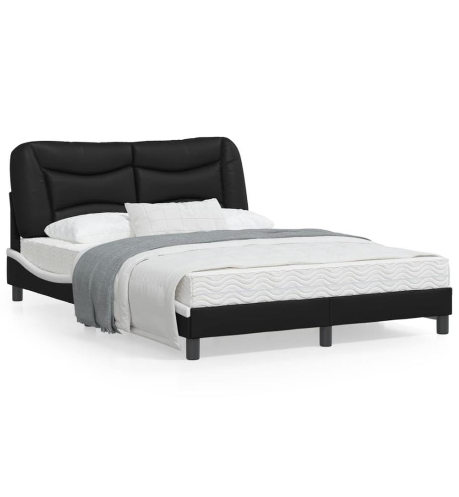Bettgestell mit LED Schwarz und Weiss 120x200 cm Kunstleder