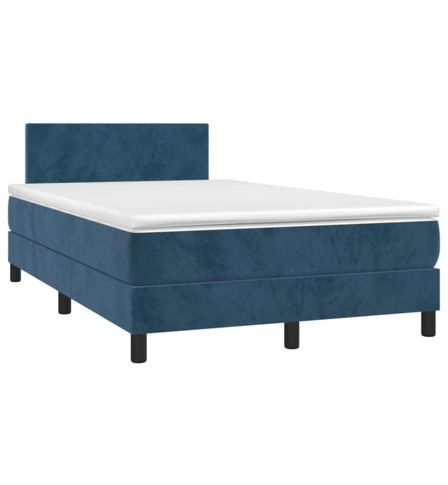 Boxspringbett mit Matratze & LED Dunkelblau 120x190 cm Samt