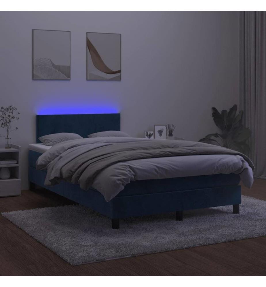 Boxspringbett mit Matratze & LED Dunkelblau 120x190 cm Samt