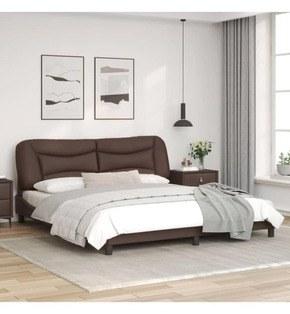 Bettgestell mit LED Braun 180x200 cm Kunstleder