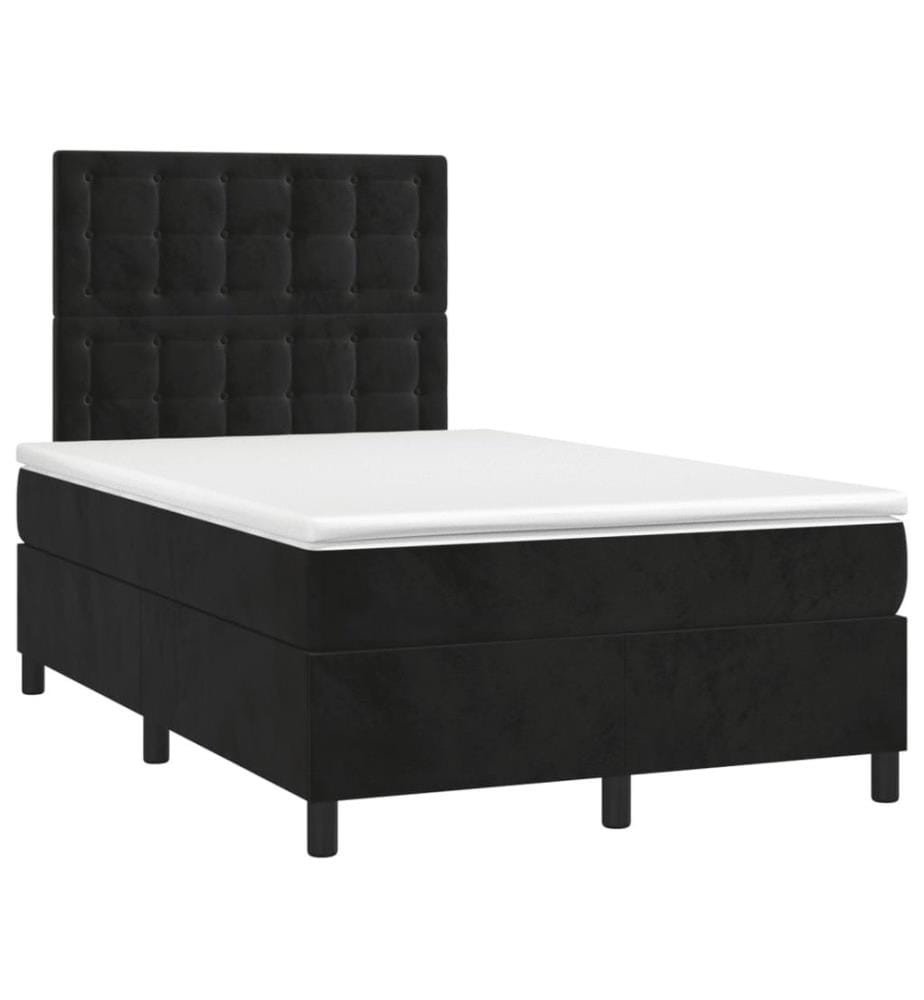 Sommier à lattes de lit avec matelas noir 120x190 cm velours