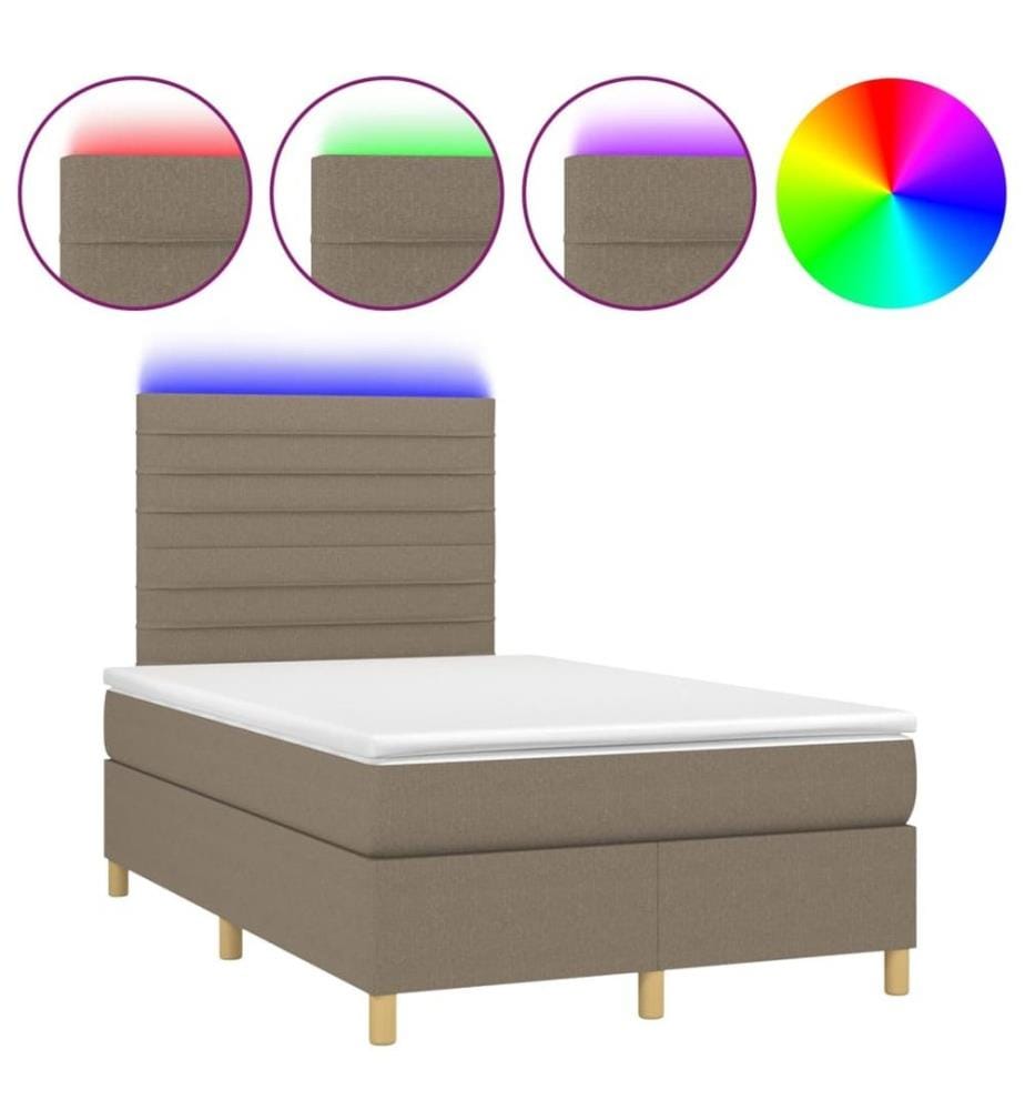 Boxspringbett mit Matratze & LED Taupe 120x190 cm Stoff