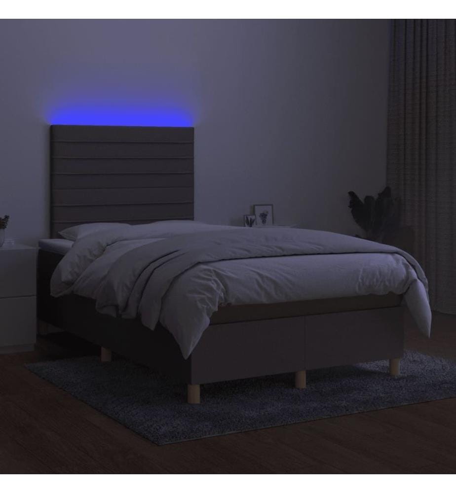 Boxspringbett mit Matratze & LED Taupe 120x190 cm Stoff