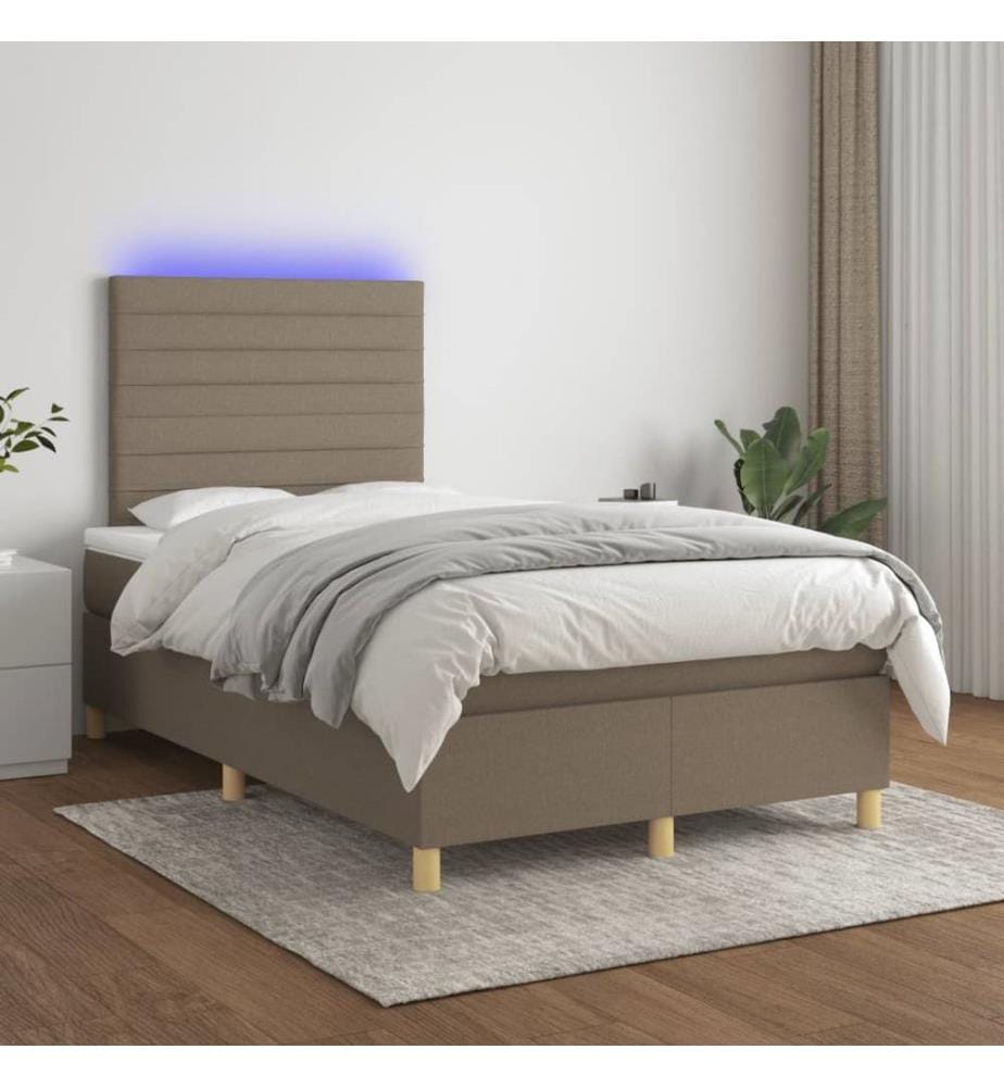 Boxspringbett mit Matratze & LED Taupe 120x190 cm Stoff