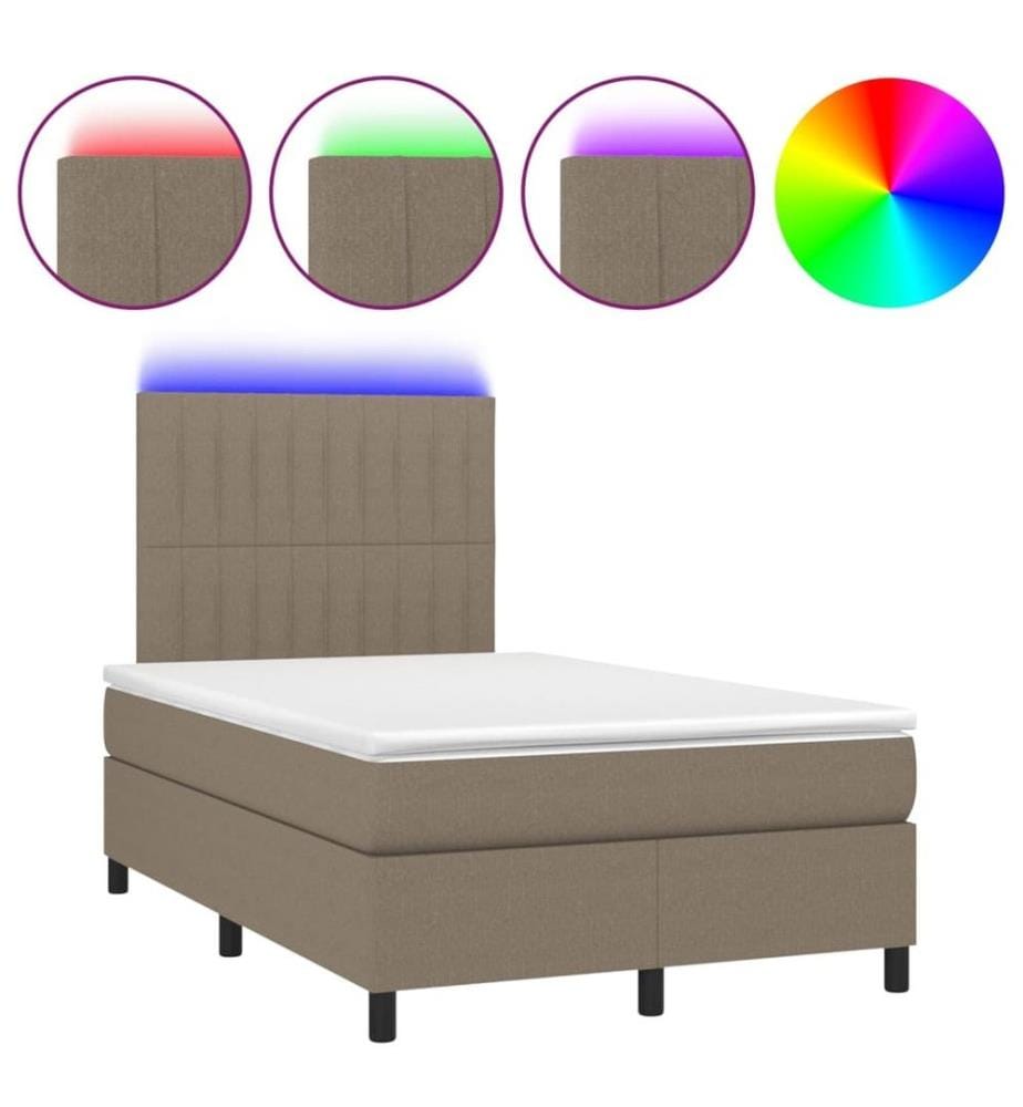 Boxspringbett mit Matratze & LED Taupe 120x190 cm Stoff