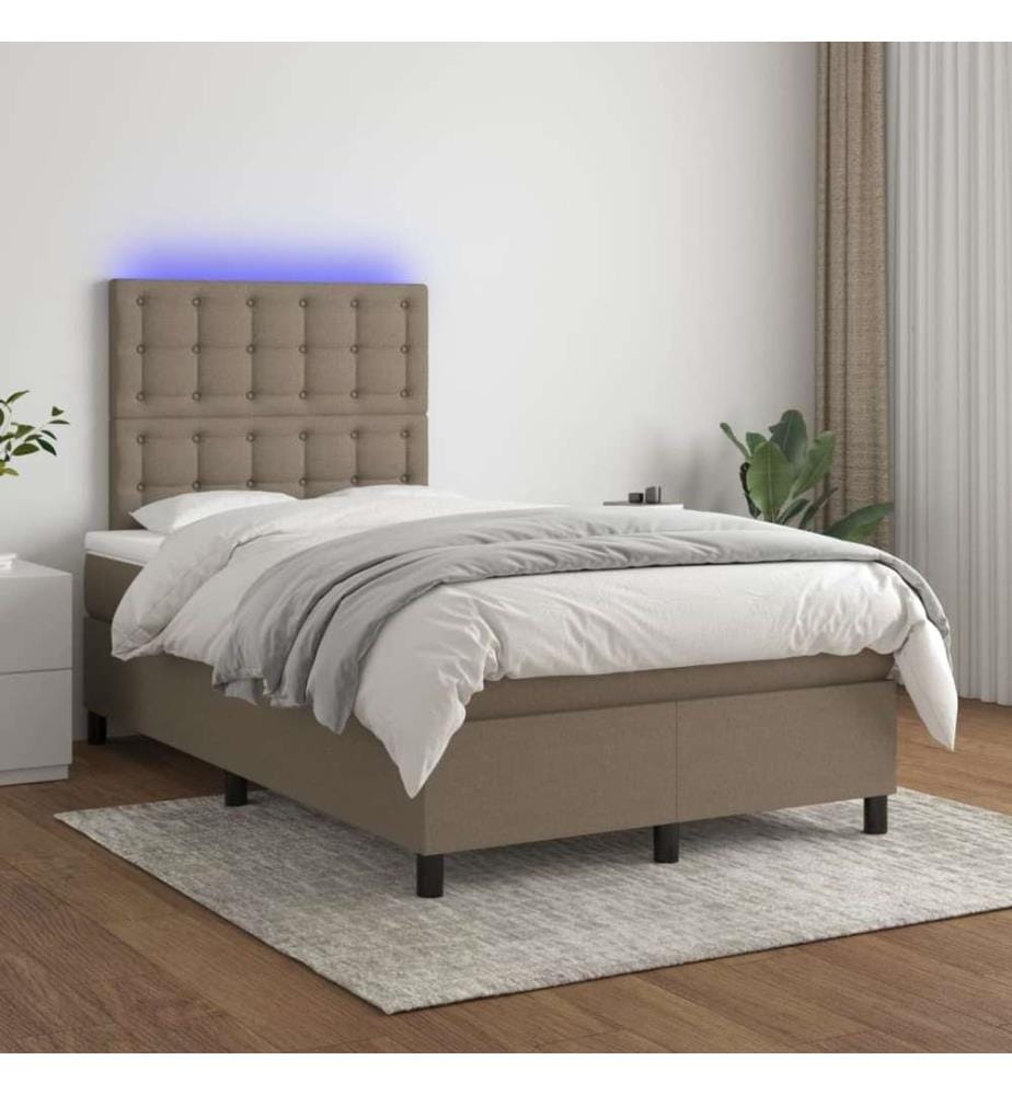 Boxspringbett mit Matratze & LED Taupe 120x190 cm Stoff