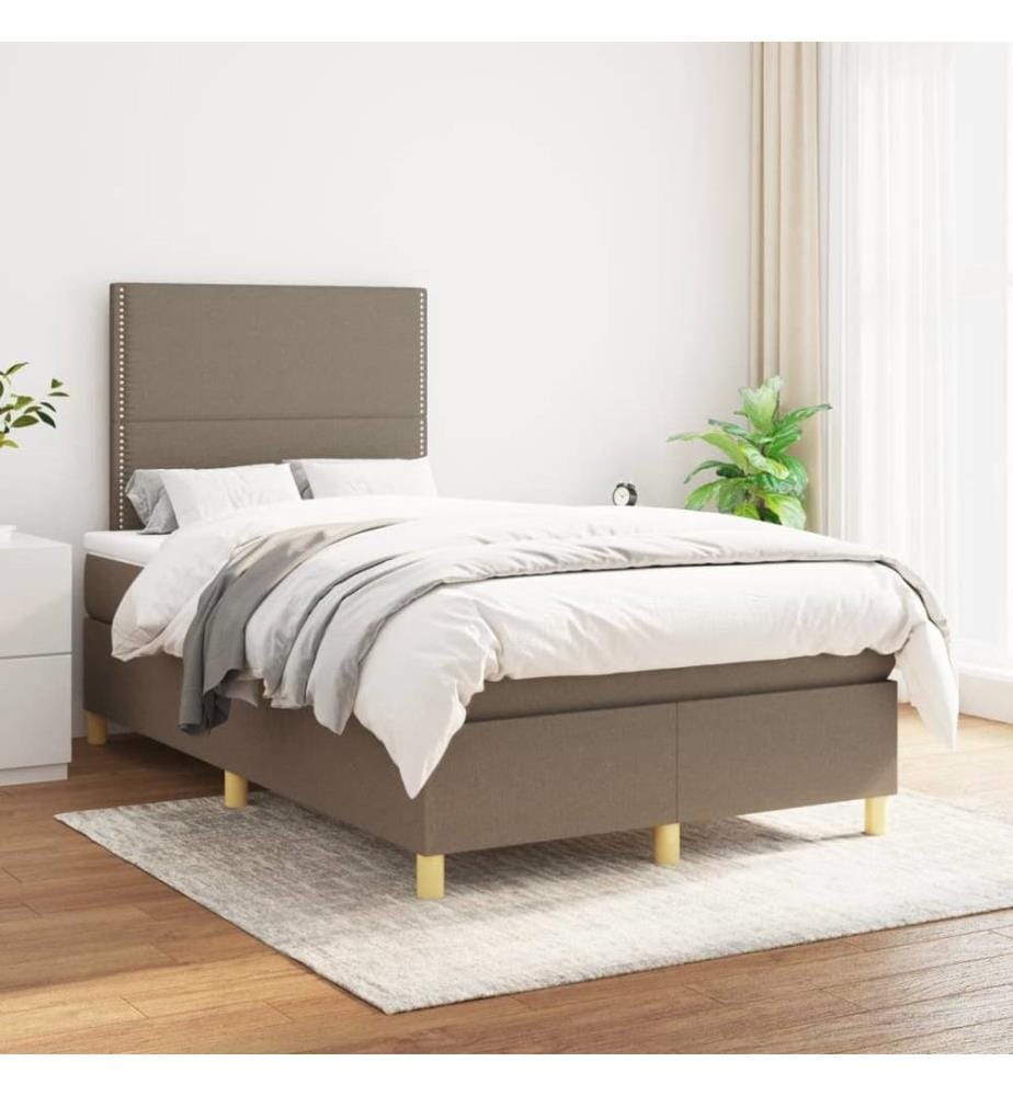 Sommier à lattes de lit avec matelas taupe 120x190 cm tissu