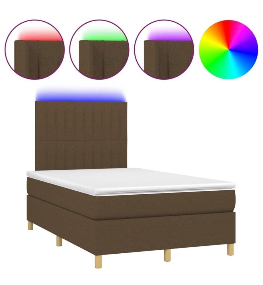 Boxspringbett mit Matratze & LED Dunkelbraun 120x190 cm Stoff