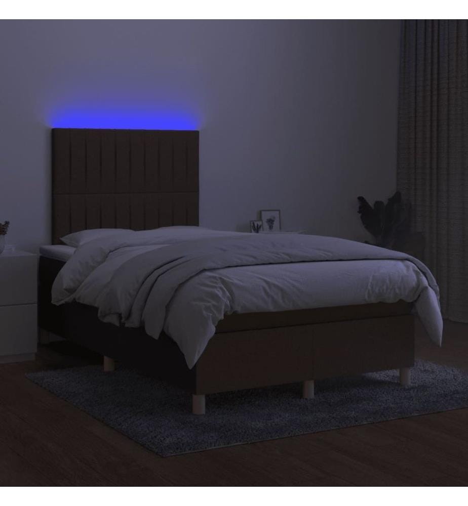 Boxspringbett mit Matratze & LED Dunkelbraun 120x190 cm Stoff