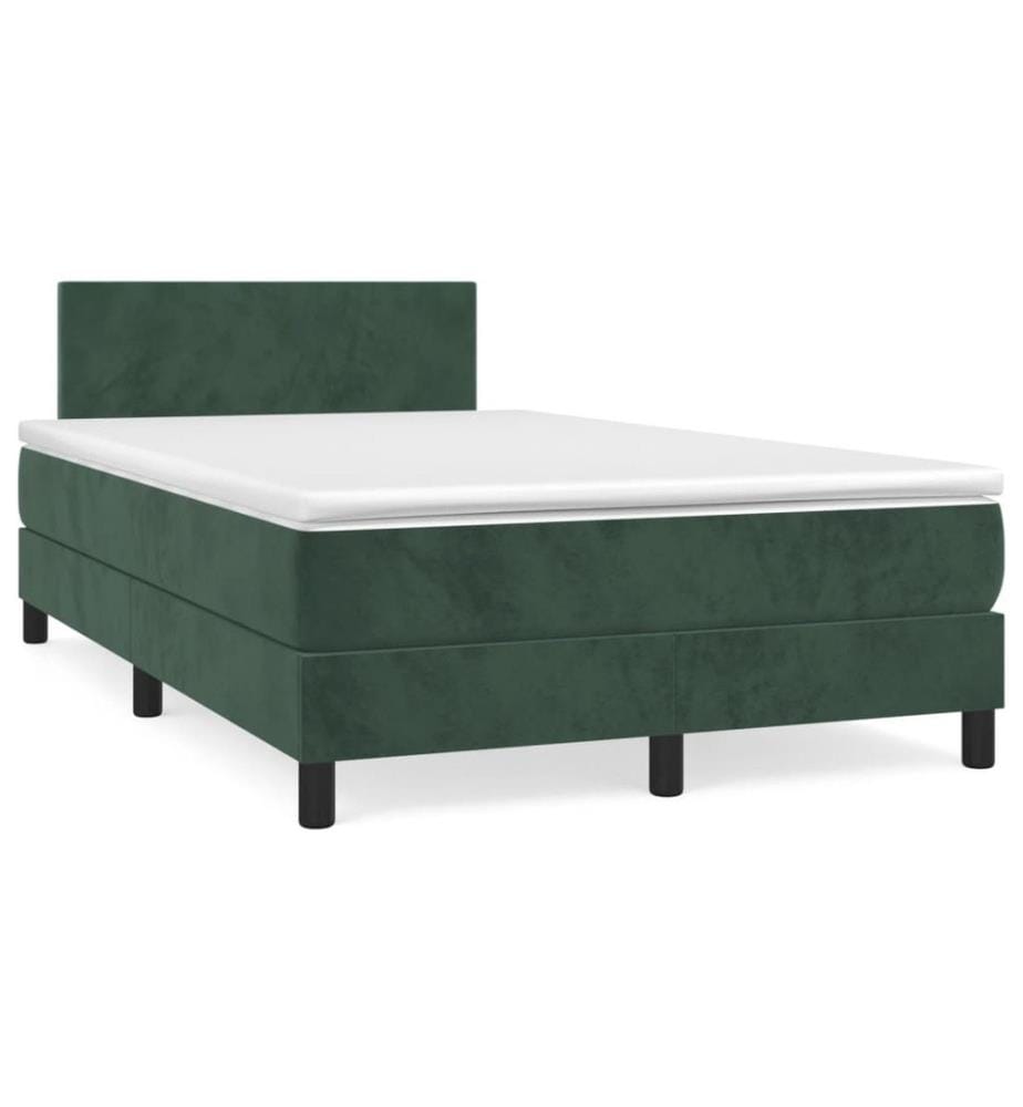 Boxspringbett mit Matratze & LED Dunkelgrün 120x190 cm Samt
