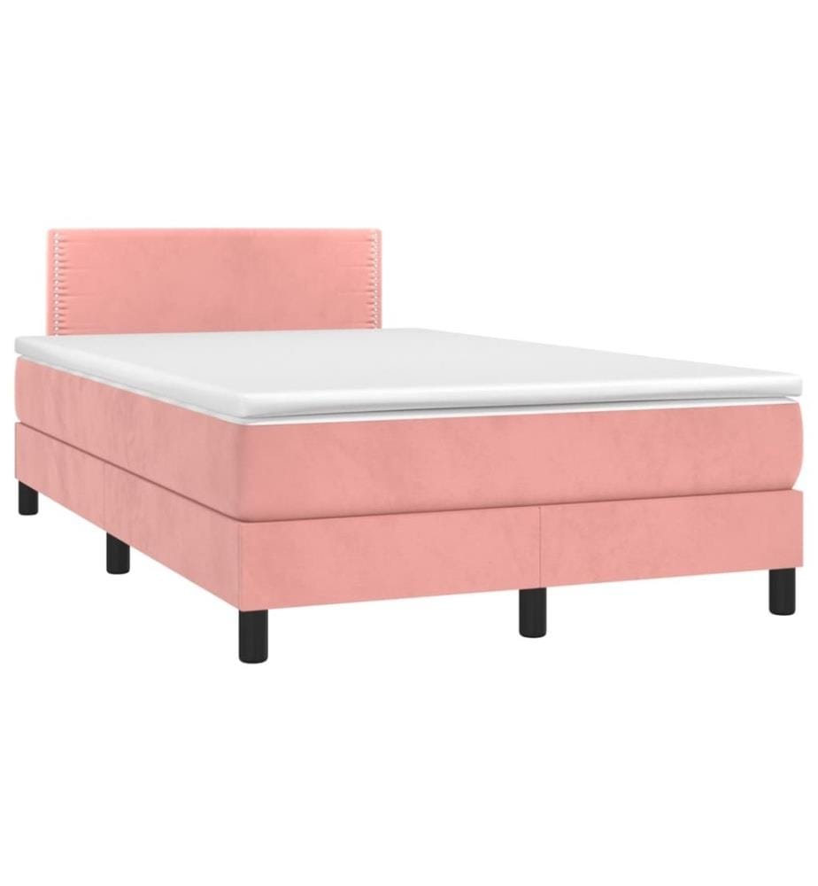 Boxspringbett mit Matratze & LED Rosa 120x190 cm Samt