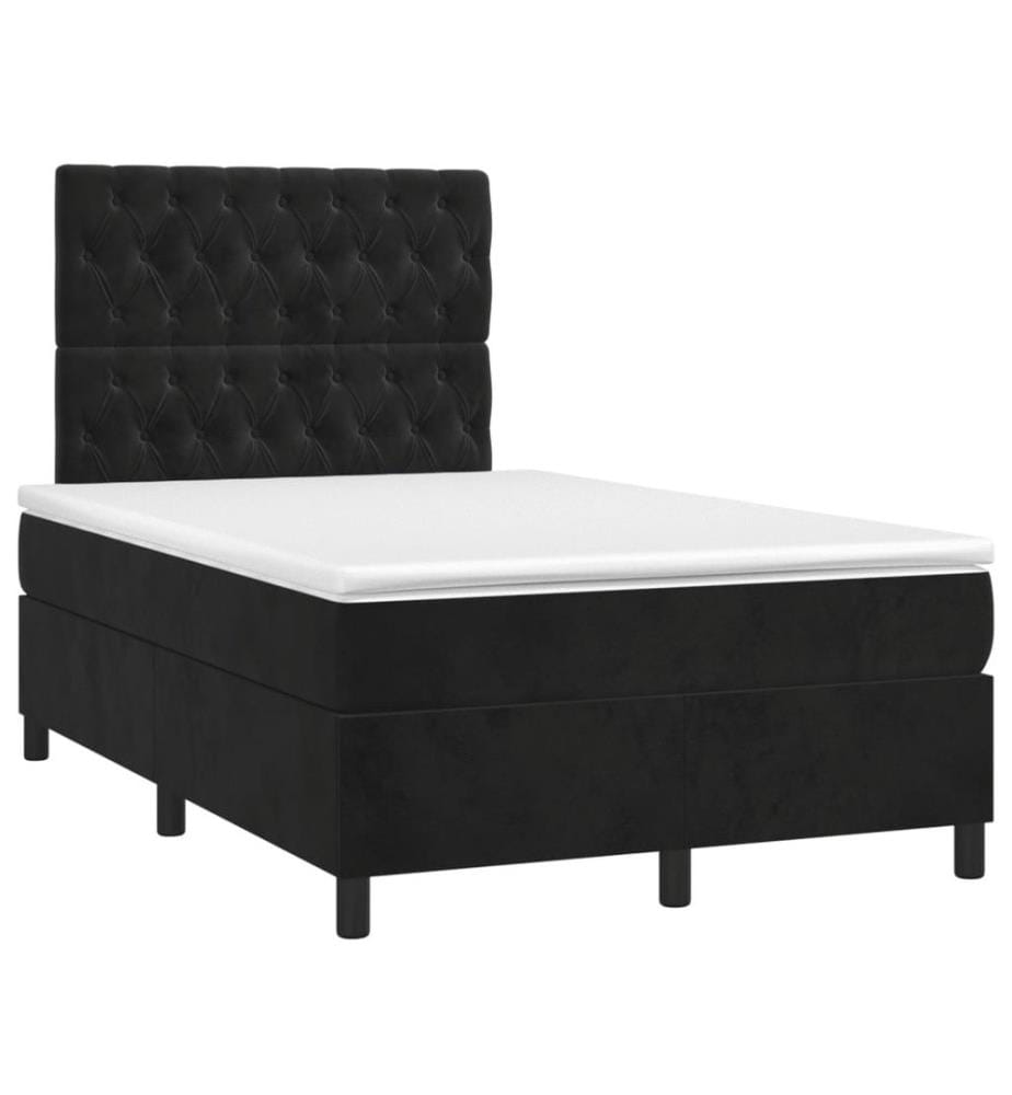 Sommier à lattes de lit avec matelas noir 120x190 cm velours