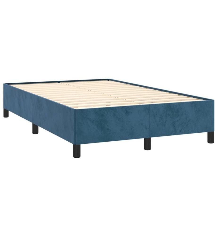 Sommier à lattes de lit et matelas bleu foncé 120x190cm velours