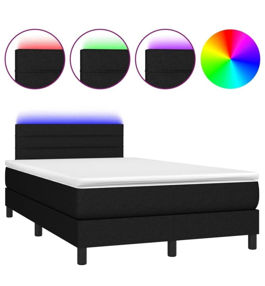 Boxspringbett mit Matratze & LED Schwarz 120x190 cm Stoff