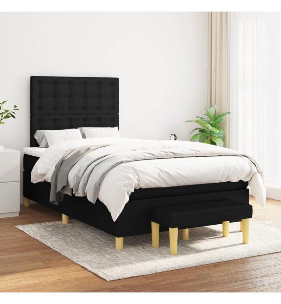 Boxspringbett mit Matratze Schwarz 120x190 cm Stoff
