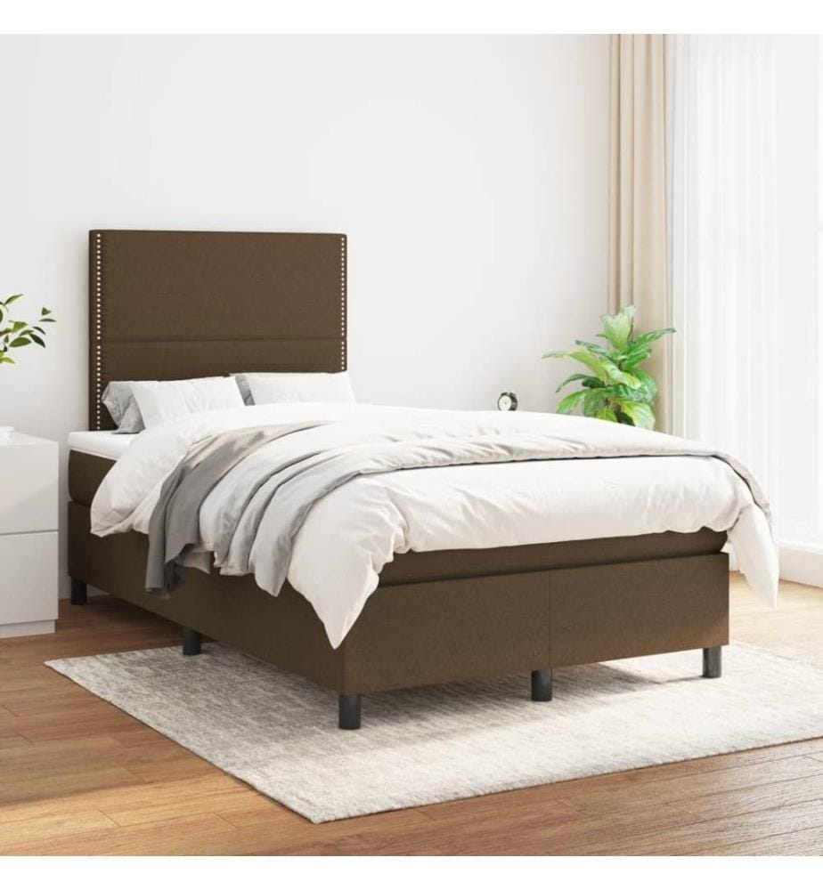 Boxspringbett mit Matratze Dunkelbraun 120x190 cm Stoff