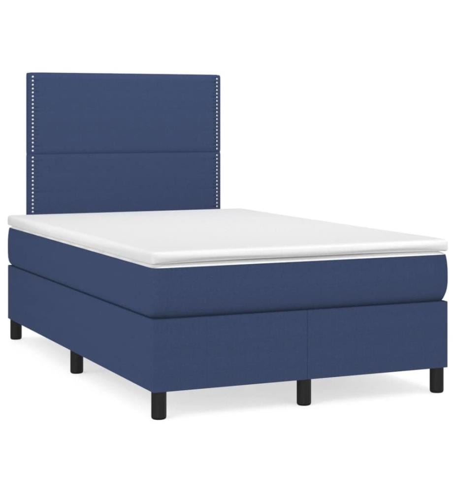 Boxspringbett mit Matratze Blau 120x190 cm Stoff