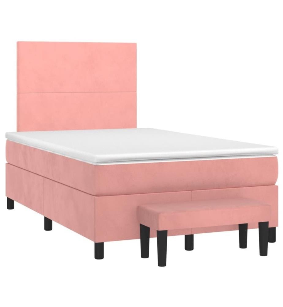 Boxspringbett mit Matratze Rosa 120x190 cm Samt