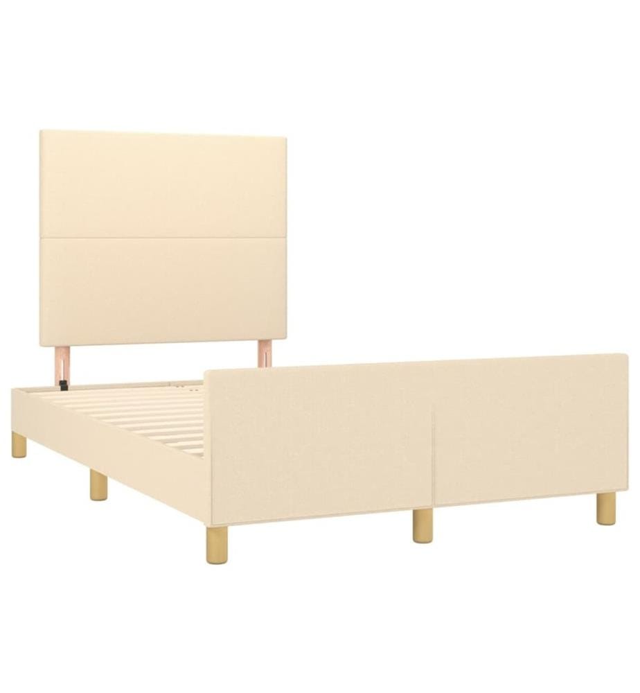 Cadre de lit avec tête de lit crème 120x190 cm tissu