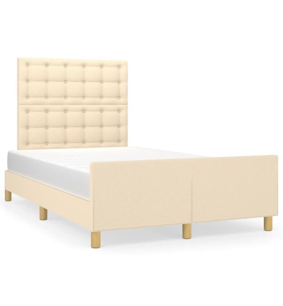Bettgestell mit Kopfteil Creme 120x190 cm Stoff