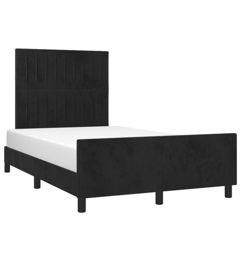 Bettgestell mit Kopfteil Schwarz 120x190 cm Samt