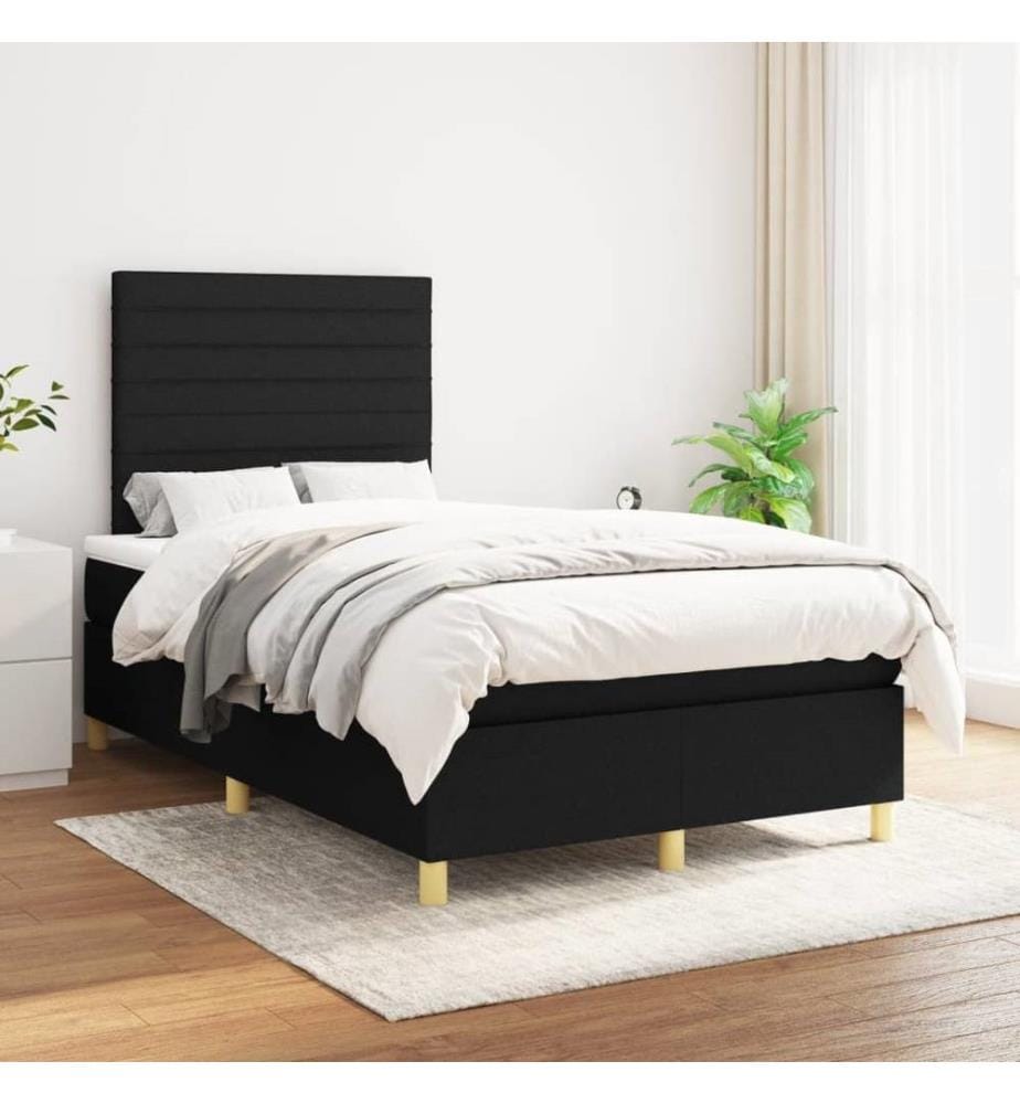 Boxspringbett mit Matratze Schwarz 120x190 cm Stoff