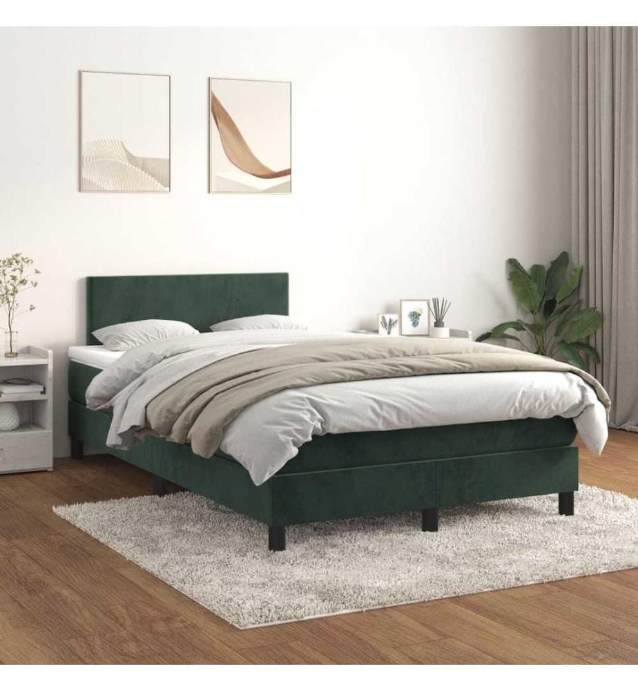 Boxspringbett mit Matratze Dunkelgrün 120x190 cm Samt