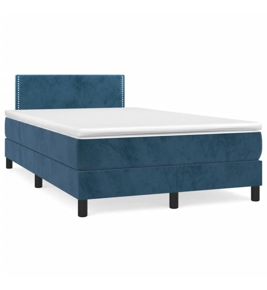 Boxspringbett mit Matratze Dunkelblau 120x190 cm Samt
