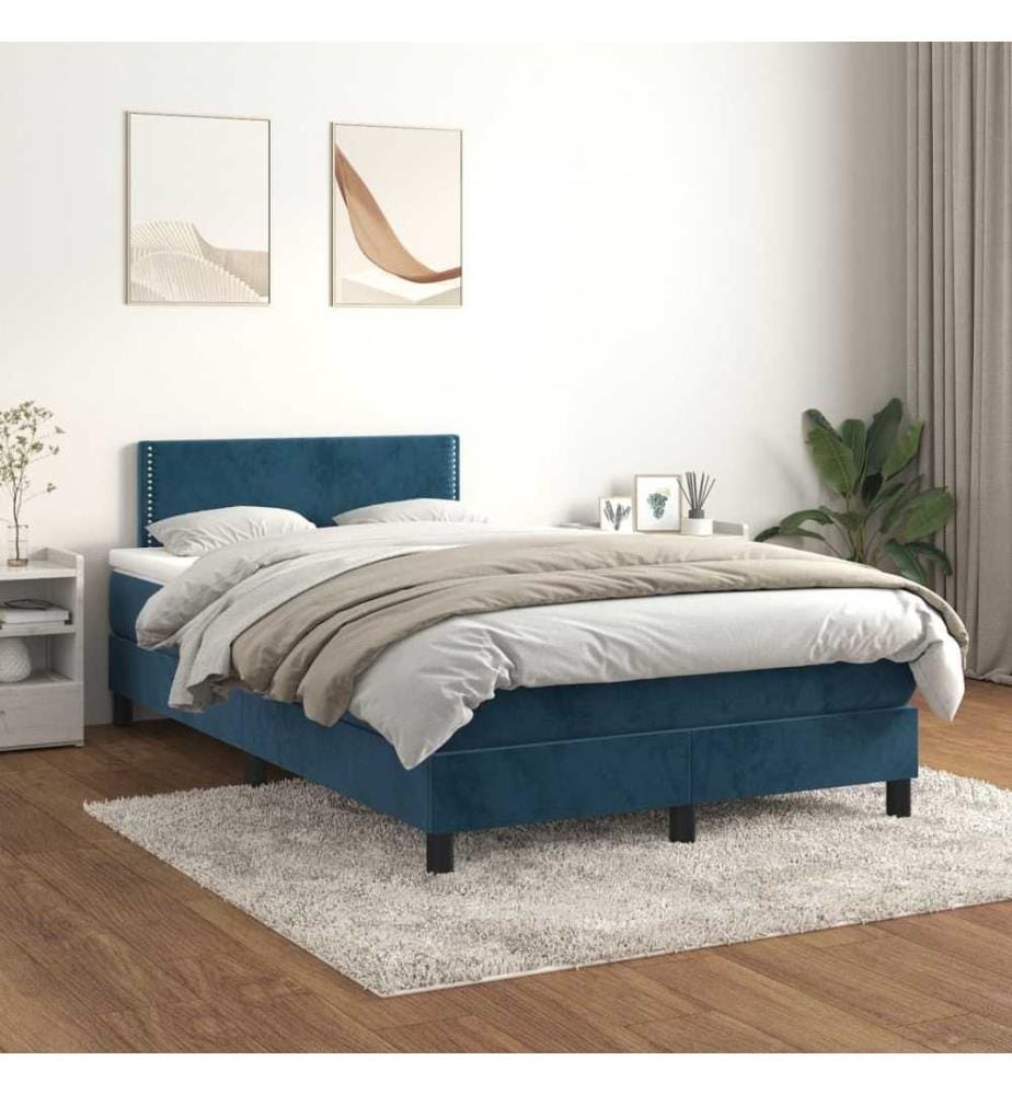 Boxspringbett mit Matratze Dunkelblau 120x190 cm Samt