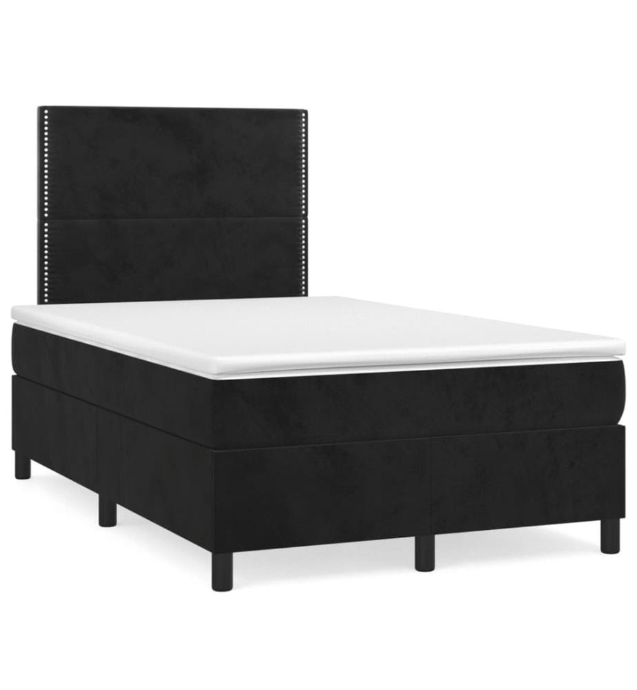 Boxspringbett mit Matratze Schwarz 120x190 cm Samt